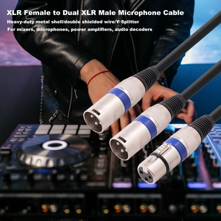 2055YMMF-05 Cavo audio XLR da 3 pin femmina a doppio maschio, lunghezza: 50 cm, XLR F to Dual M (Black+Red), XLR F to Dual M (Black+Blue), XLR F to Dual M (Black)