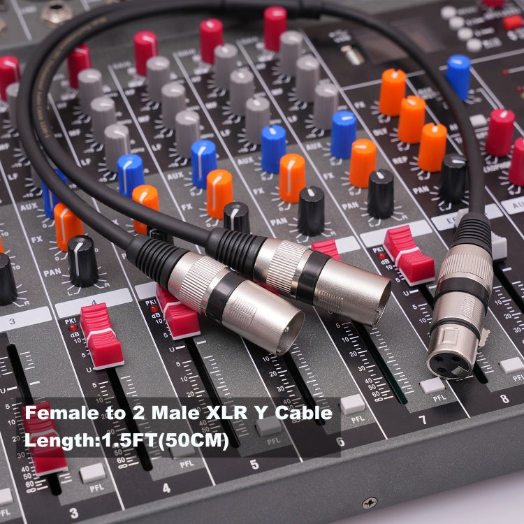 Cavo audio XLR 3 pin femmina a doppio maschio 50 cm