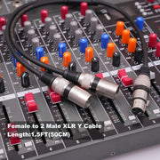 Cavo audio XLR 3 pin femmina a doppio maschio 50 cm
