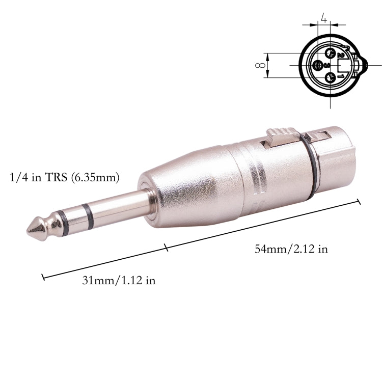 Adattatore audio 6,35 mm TRS maschio a XLR femmina 3 pin