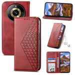 Custodia per telefono in pelle magnetica con struttura in vitello a griglia cubica, For Realme 11 Pro