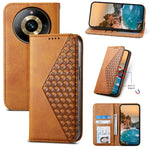 Custodia per telefono in pelle magnetica con struttura in vitello a griglia cubica, For Realme 11 Pro