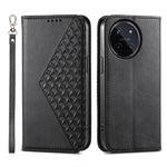 Custodia per telefono in pelle magnetica con struttura in vitello a griglia cubica, For Realme 12 Pro+, For Realme 11 4G, For Realme 11 5G, For Realme C53
