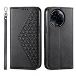 Custodia per telefono in pelle magnetica con struttura in vitello a griglia cubica, For Realme 12 Pro+, For Realme 11 4G, For Realme 11 5G, For Realme C53
