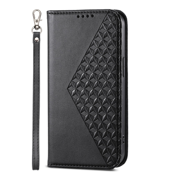 Custodia per telefono in pelle magnetica con struttura in vitello a griglia cubica, For Realme 12 Pro+, For Realme 11 4G, For Realme 11 5G, For Realme C53