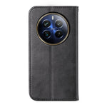 Custodia per telefono in pelle magnetica con struttura in vitello a griglia cubica, For Realme 12 Pro+, For Realme 11 4G, For Realme 11 5G, For Realme C53