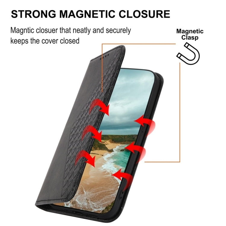 Custodia per telefono in pelle magnetica con struttura in vitello a griglia cubica, For Realme 12 Pro+, For Realme 11 4G, For Realme 11 5G, For Realme C53