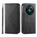 Custodia per telefono in pelle magnetica con struttura in vitello a griglia cubica, For Realme 13 Pro / 13 Pro+ Global, For Realme GT 6 Global, For Realme 12 5G, For Realme 12+