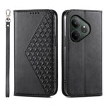 Custodia per telefono in pelle magnetica con struttura in vitello a griglia cubica, For Realme 13 Pro / 13 Pro+ Global, For Realme GT 6 Global, For Realme 12 5G, For Realme 12+