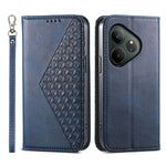 Custodia per telefono in pelle magnetica con struttura in vitello a griglia cubica, For Realme 13 Pro / 13 Pro+ Global, For Realme GT 6 Global, For Realme 12 5G, For Realme 12+