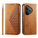 Custodia per telefono in pelle magnetica con struttura in vitello a griglia cubica, For Realme 13 Pro / 13 Pro+ Global, For Realme GT 6 Global, For Realme 12 5G, For Realme 12+
