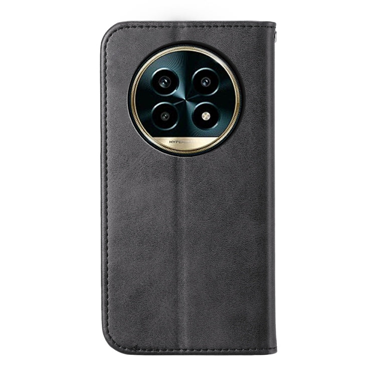 Custodia per telefono in pelle magnetica con struttura in vitello a griglia cubica, For Realme 13 Pro / 13 Pro+ Global, For Realme GT 6 Global, For Realme 12 5G, For Realme 12+