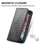 Custodia per telefono in pelle magnetica con struttura in vitello a griglia cubica, For Realme 13 Pro / 13 Pro+ Global, For Realme GT 6 Global, For Realme 12 5G, For Realme 12+