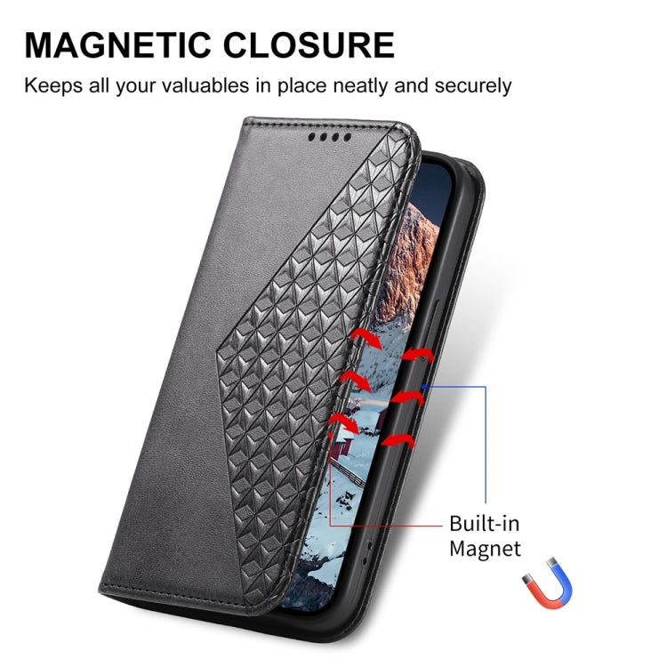 Custodia per telefono in pelle magnetica con struttura in vitello a griglia cubica, For Realme 13 Pro / 13 Pro+ Global, For Realme GT 6 Global, For Realme 12 5G, For Realme 12+
