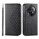 Custodia per telefono in pelle magnetica con struttura in vitello a griglia cubica, For Realme 14 Pro+, For Realme 14 Pro, For Realme C75 / Realme 14x, For Realme 13+