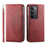 Custodia per telefono in pelle magnetica con struttura in vitello a griglia cubica, For Realme 14 Pro+, For Realme 14 Pro, For Realme C75 / Realme 14x, For Realme 13+