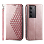 Custodia per telefono in pelle magnetica con struttura in vitello a griglia cubica, For Realme 14 Pro+, For Realme 14 Pro, For Realme C75 / Realme 14x, For Realme 13+