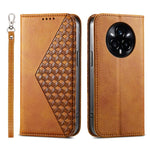 Custodia per telefono in pelle magnetica con struttura in vitello a griglia cubica, For Realme 14 Pro+, For Realme 14 Pro, For Realme C75 / Realme 14x, For Realme 13+
