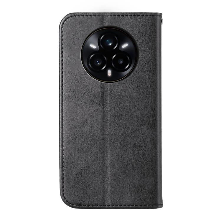 Custodia per telefono in pelle magnetica con struttura in vitello a griglia cubica, For Realme 14 Pro+, For Realme 14 Pro, For Realme C75 / Realme 14x, For Realme 13+