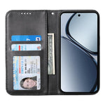 Custodia per telefono in pelle magnetica con struttura in vitello a griglia cubica, For Realme 14 Pro+, For Realme 14 Pro, For Realme C75 / Realme 14x, For Realme 13+