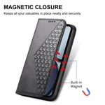 Custodia per telefono in pelle magnetica con struttura in vitello a griglia cubica, For Realme 14 Pro+, For Realme 14 Pro, For Realme C75 / Realme 14x, For Realme 13+