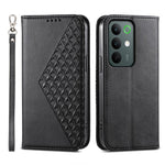 Custodia per telefono in pelle magnetica con struttura in vitello a griglia cubica, For Realme C100 4G, For Realme 16 5G, For Realme C85 5G / Realme 15x 5G, For Realme C85 Pro 4G
