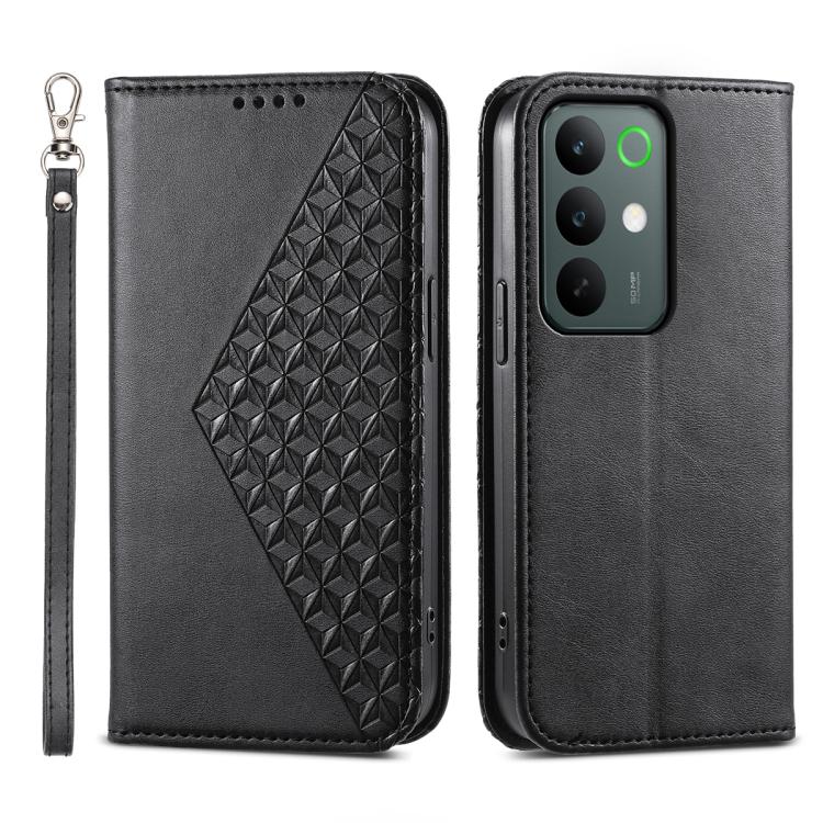 Custodia per telefono in pelle magnetica con struttura in vitello a griglia cubica, For Realme C100 4G, For Realme 16 5G, For Realme C85 5G / Realme 15x 5G, For Realme C85 Pro 4G