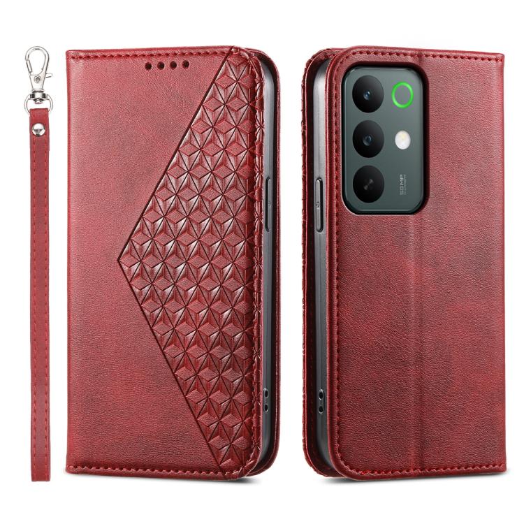 Custodia per telefono in pelle magnetica con struttura in vitello a griglia cubica, For Realme C100 4G, For Realme 16 5G, For Realme C85 5G / Realme 15x 5G, For Realme C85 Pro 4G