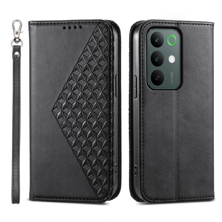 Custodia per telefono in pelle magnetica con struttura in vitello a griglia cubica, For Realme C100 4G, For Realme 16 5G, For Realme C85 5G / Realme 15x 5G, For Realme C85 Pro 4G