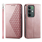 Custodia per telefono in pelle magnetica con struttura in vitello a griglia cubica, For Realme C100 4G, For Realme 16 5G, For Realme C85 5G / Realme 15x 5G, For Realme C85 Pro 4G