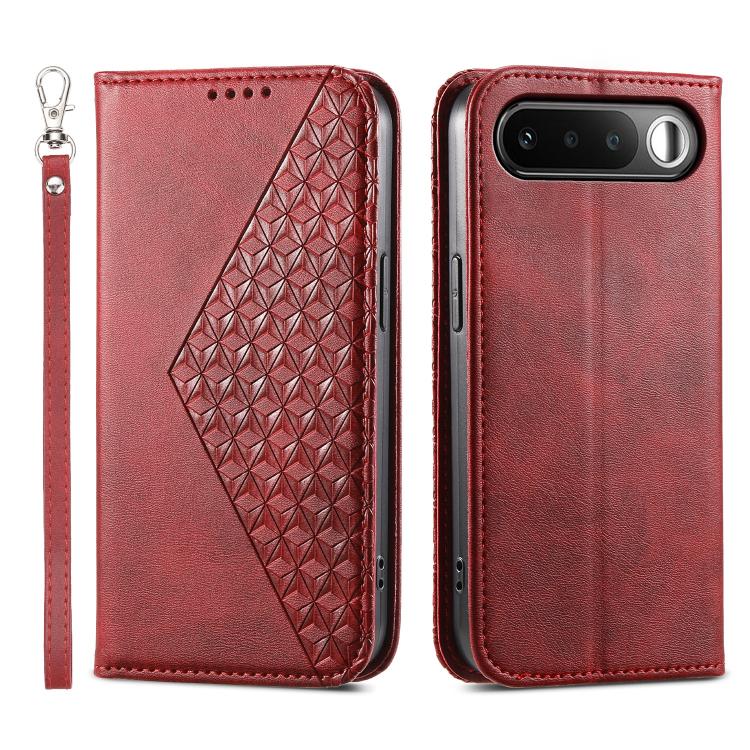 Custodia per telefono in pelle magnetica con struttura in vitello a griglia cubica, For Realme C100 4G, For Realme 16 5G, For Realme C85 5G / Realme 15x 5G, For Realme C85 Pro 4G