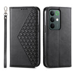 Custodia per telefono in pelle magnetica con struttura in vitello a griglia cubica, For Realme C100 4G, For Realme 16 5G, For Realme C85 5G / Realme 15x 5G, For Realme C85 Pro 4G