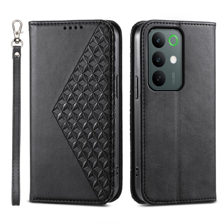Custodia per telefono in pelle magnetica con struttura in vitello a griglia cubica, For Realme C100 4G, For Realme 16 5G, For Realme C85 5G / Realme 15x 5G, For Realme C85 Pro 4G