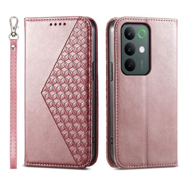 Custodia per telefono in pelle magnetica con struttura in vitello a griglia cubica, For Realme C100 4G, For Realme 16 5G, For Realme C85 5G / Realme 15x 5G, For Realme C85 Pro 4G