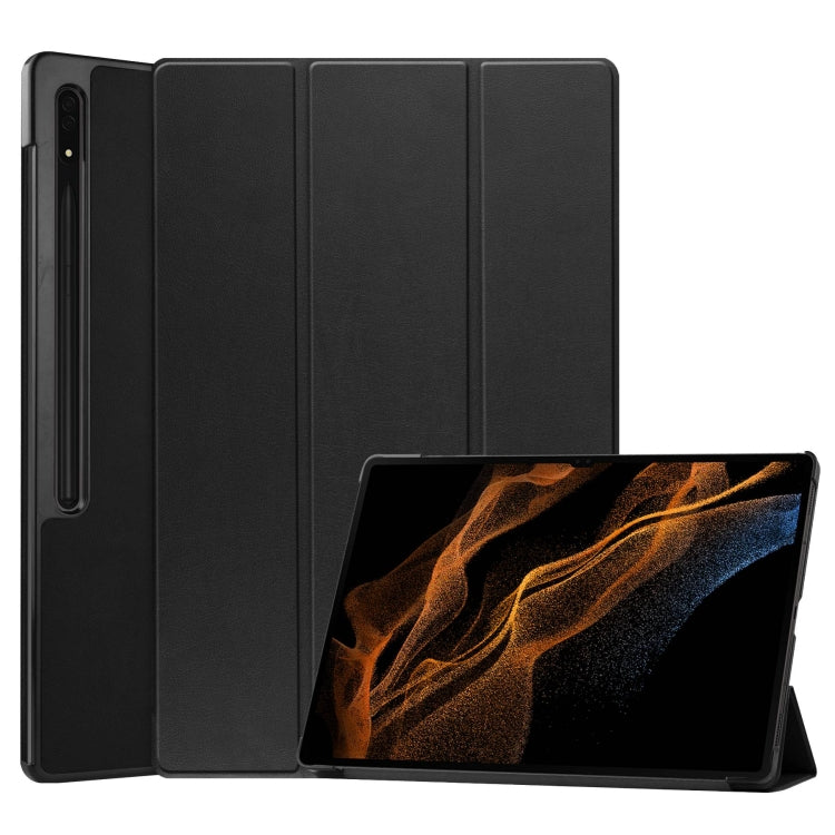 Custodia per tablet in pelle intelligente con supporto a 3 pieghe Custer Pure Color, For Samsung Galaxy Tab S10 Ultra / S9 Ultra