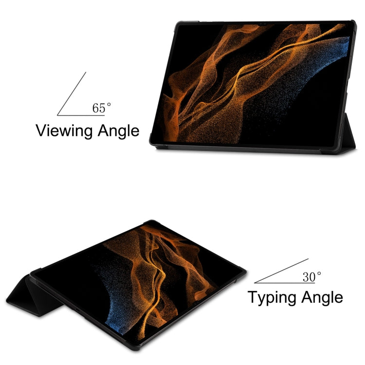Custodia per tablet in pelle intelligente con supporto a 3 pieghe Custer Pure Color, For Samsung Galaxy Tab S10 Ultra / S9 Ultra