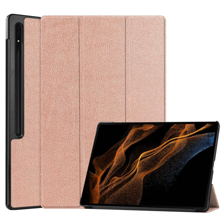 Custodia per tablet in pelle intelligente con supporto a 3 pieghe Custer Pure Color, For Samsung Galaxy Tab S10 Ultra / S9 Ultra