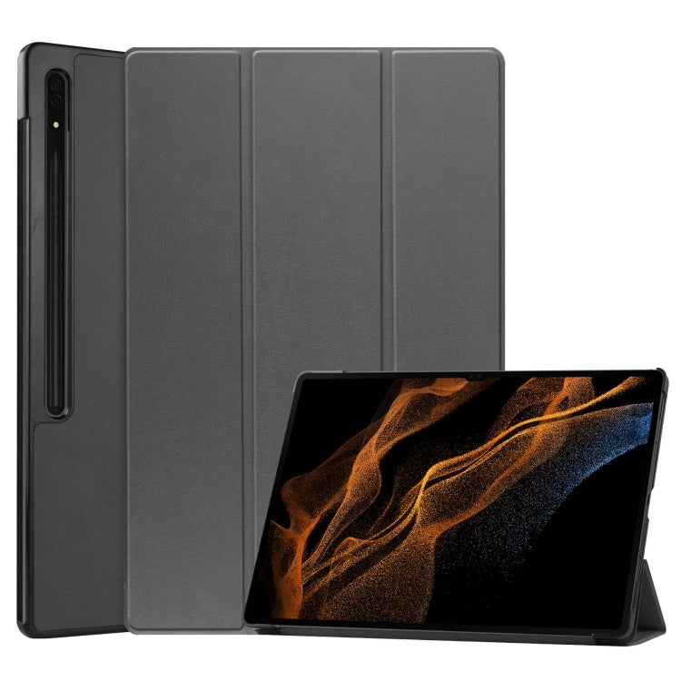 Custodia per tablet in pelle intelligente con supporto a 3 pieghe Custer Pure Color, For Samsung Galaxy Tab S10 Ultra / S9 Ultra