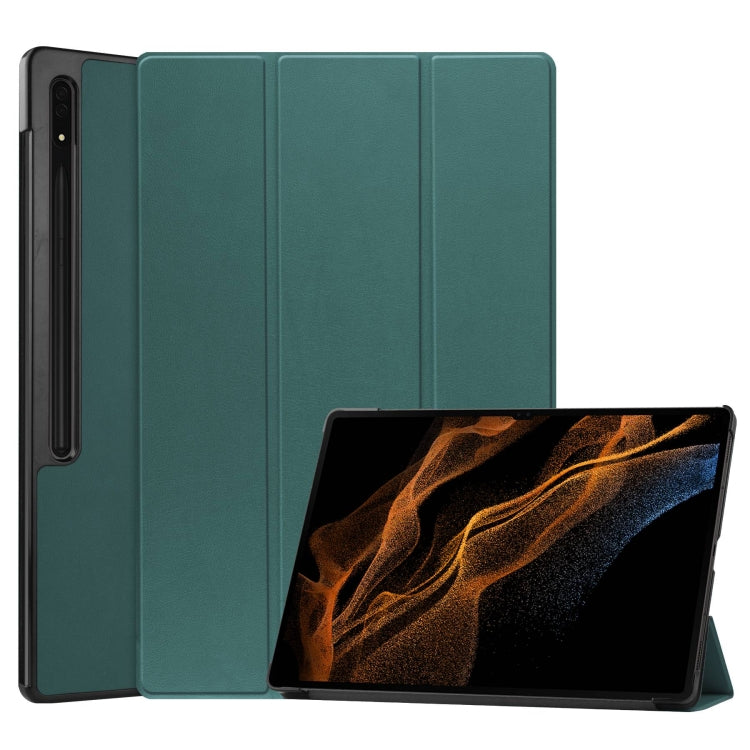 Custodia per tablet in pelle intelligente con supporto a 3 pieghe Custer Pure Color, For Samsung Galaxy Tab S10 Ultra / S9 Ultra