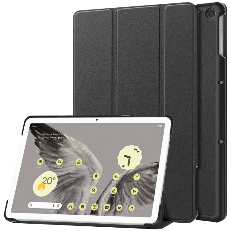 Custodia per tablet in pelle intelligente con supporto a 3 pieghe Custer Pure Color, For Google Pixel Tablet