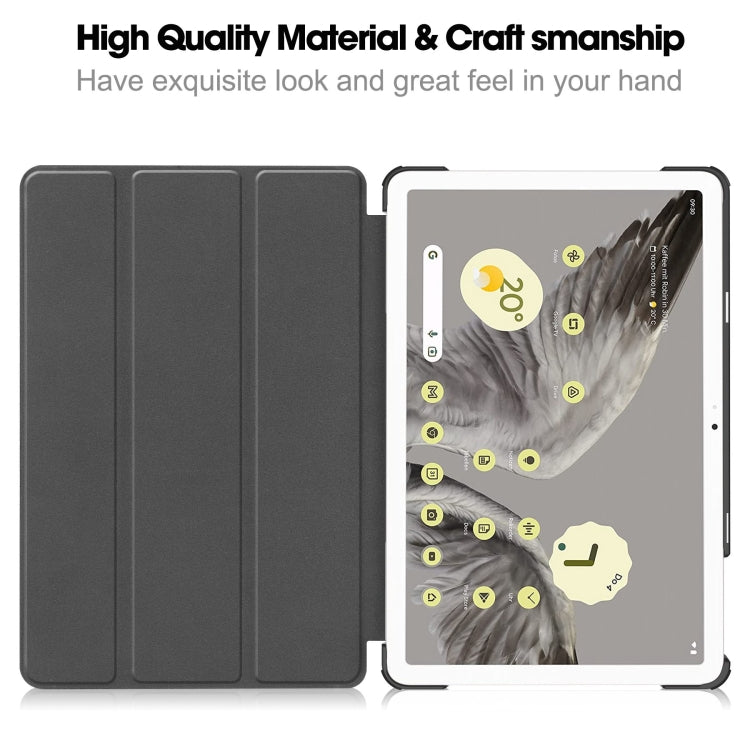 Custodia per tablet in pelle intelligente con supporto a 3 pieghe Custer Pure Color, For Google Pixel Tablet