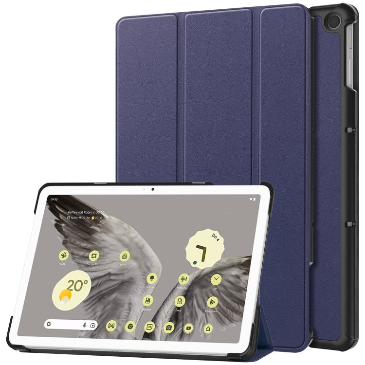 Custodia per tablet in pelle intelligente con supporto a 3 pieghe Custer Pure Color, For Google Pixel Tablet