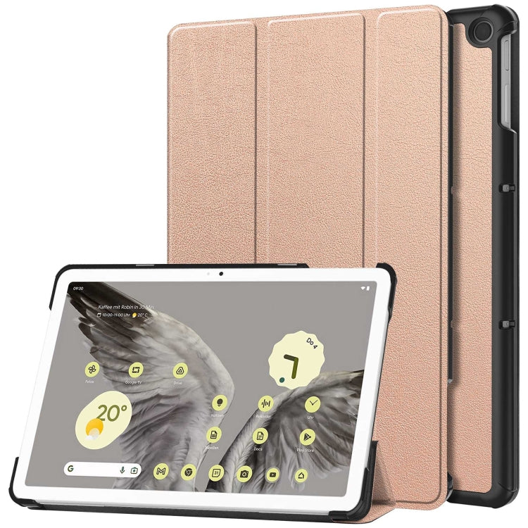 Custodia per tablet in pelle intelligente con supporto a 3 pieghe Custer Pure Color, For Google Pixel Tablet
