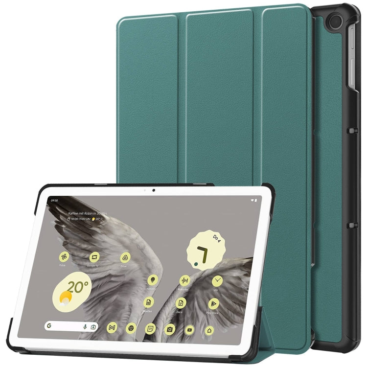 Custodia per tablet in pelle intelligente con supporto a 3 pieghe Custer Pure Color, For Google Pixel Tablet