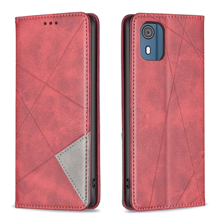 Custodia per telefono in pelle magnetica con trama a rombo, For Nokia G42, For Nokia C110, For Nokia G310, For Nokia C02