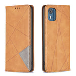Custodia per telefono in pelle magnetica con trama a rombo, For Nokia G42, For Nokia C110, For Nokia G310, For Nokia C02