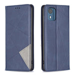 Custodia per telefono in pelle magnetica con trama a rombo, For Nokia G42, For Nokia C110, For Nokia G310, For Nokia C02
