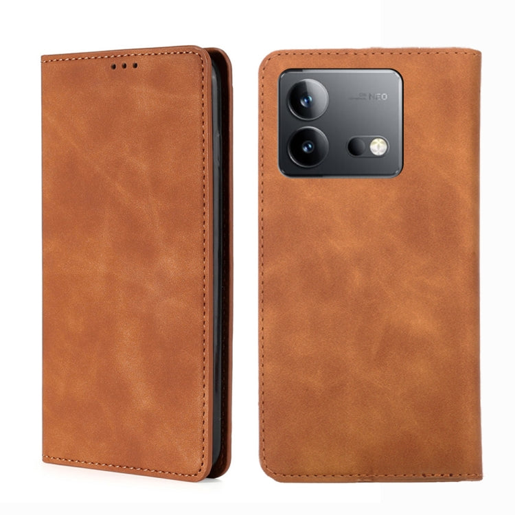 Custodia per telefono in pelle magnetica Skin Feel, For vivo Y100 5G IDN, For vivo Y35+ 5G, For vivo S17 5G / S17 Pro 5G, For vivo iQOO Neo 8 5G / 8 Pro 5G
