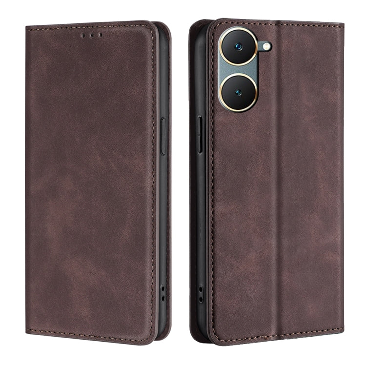 Custodia per telefono in pelle magnetica Skin Feel, For vivo V30e 5G Global, For vivo iQOO Z9x 5G, For vivo iQOO Z9 Turbo, For vivo Y03 4G