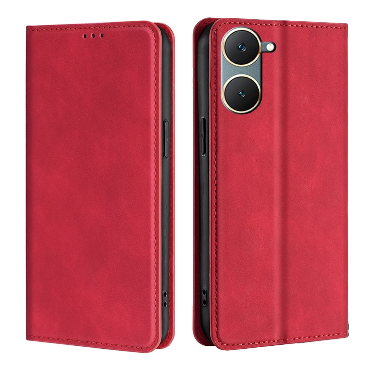 Custodia per telefono in pelle magnetica Skin Feel, For vivo V30e 5G Global, For vivo iQOO Z9x 5G, For vivo iQOO Z9 Turbo, For vivo Y03 4G